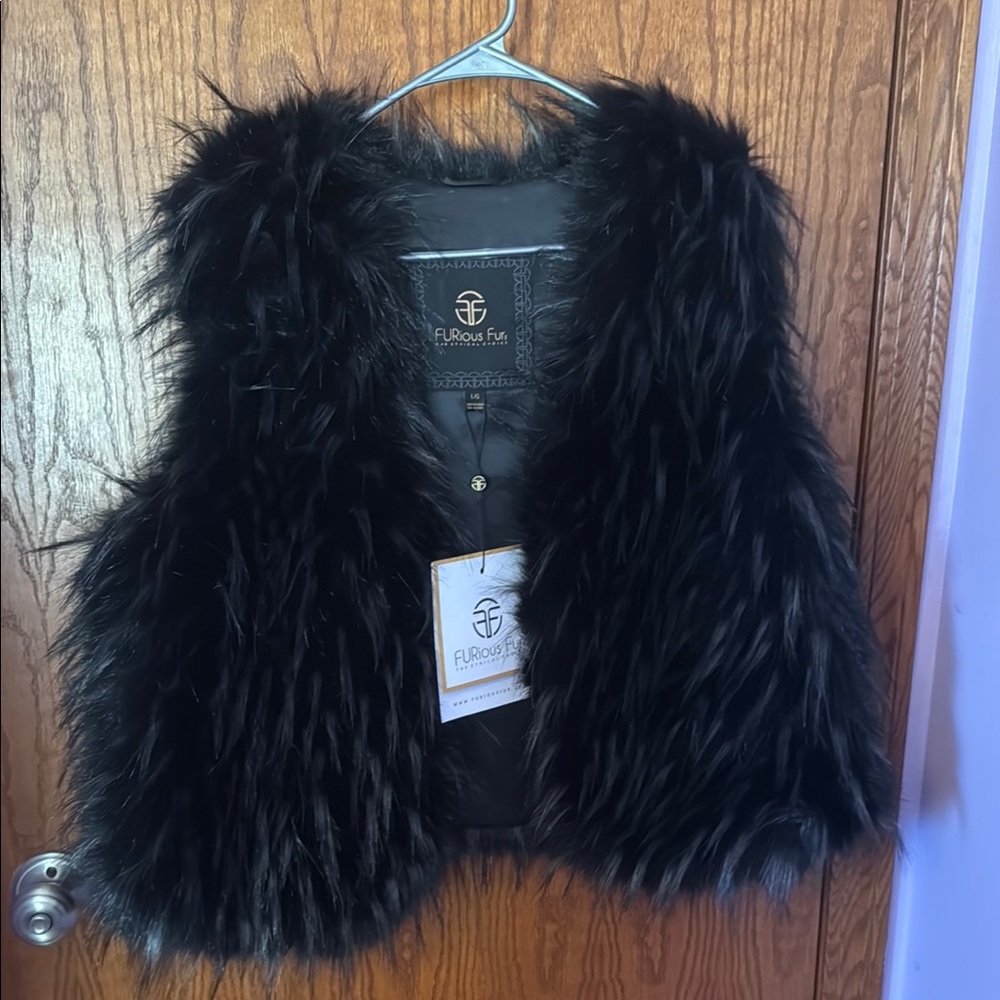 Furora Furs Black Faux Fur Vest